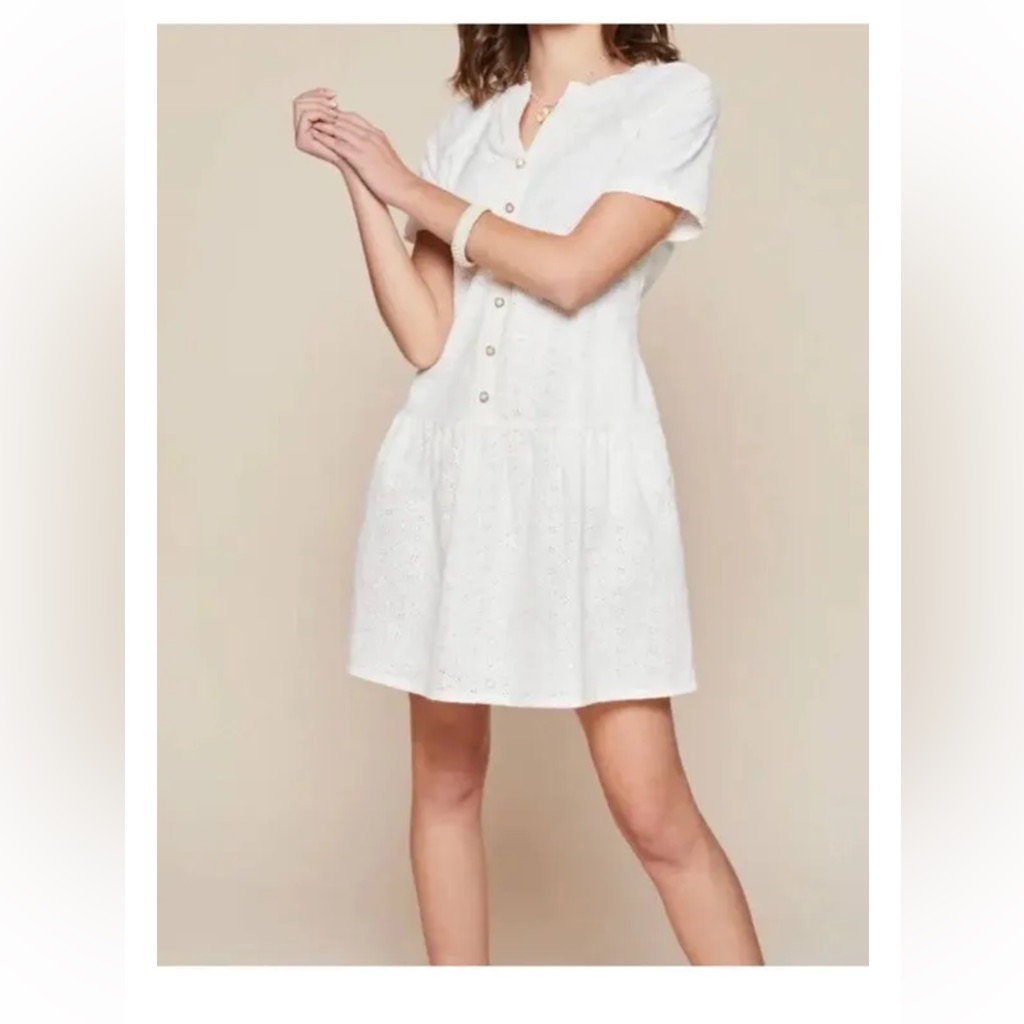 New Nwt Spartina 449 Poppy Dress Pearl White Daisy Eyelet Sz Small
